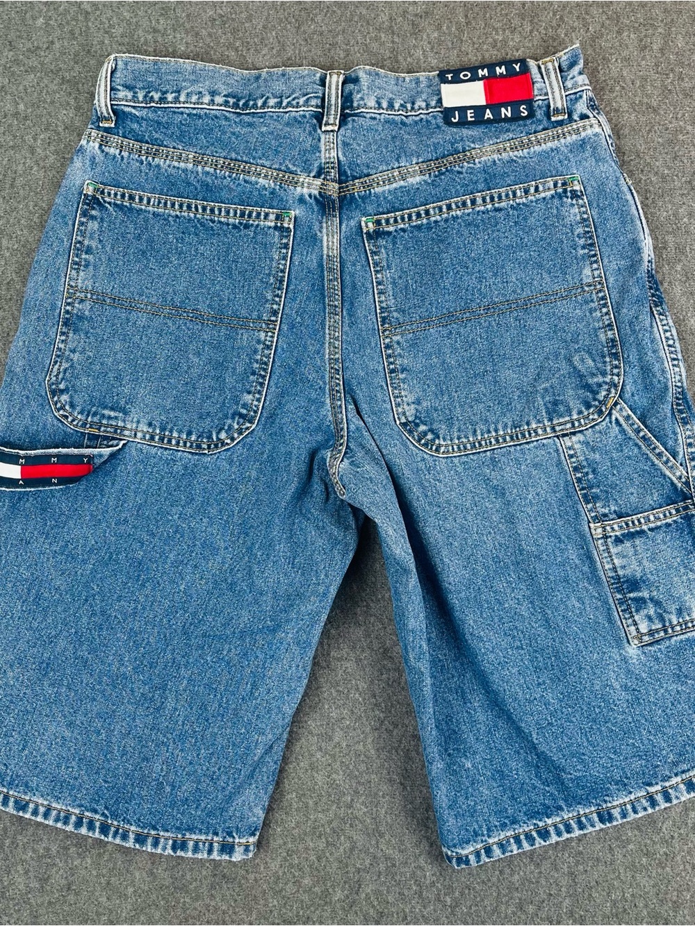 Vintage Y2K Tommy Hilfiger Jean Denim Shorts Baggy Skate Carpenter Mens Sz 32
